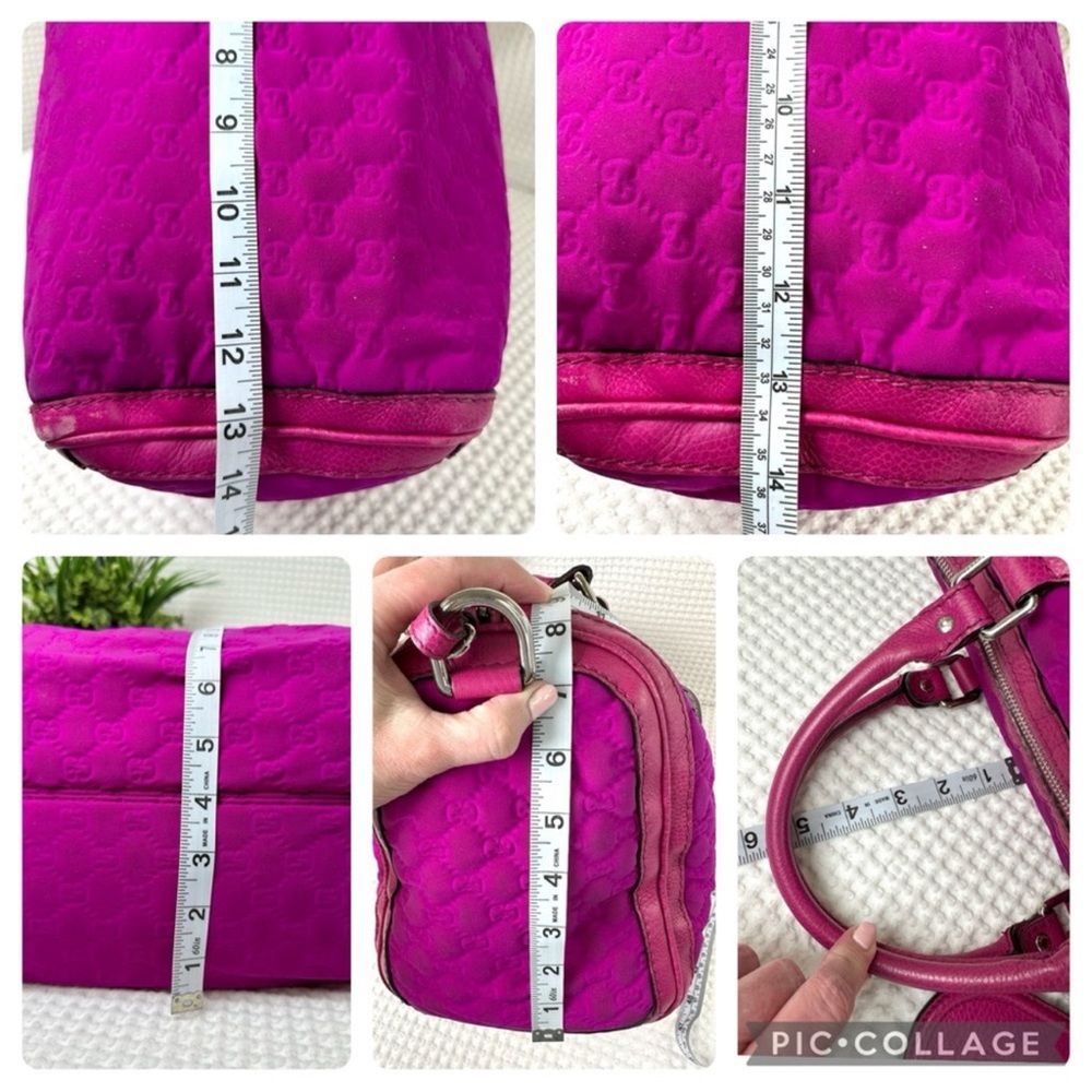 Gucci Gucissima Techno Tag Neoprene & Leather Boston Bag - Vibrant Magenta - Picture 11 of 13